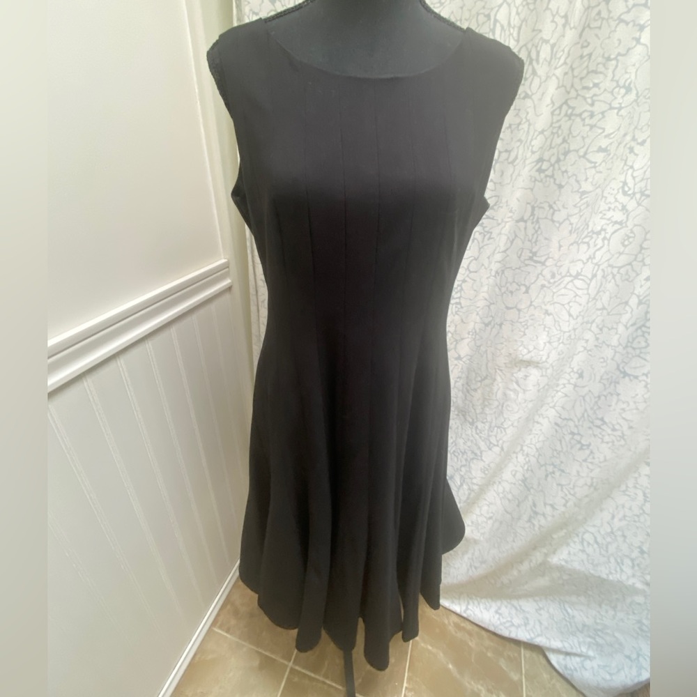 Calvin Klein black sleeveless dress Size12 Worn once zip up back swing skirt